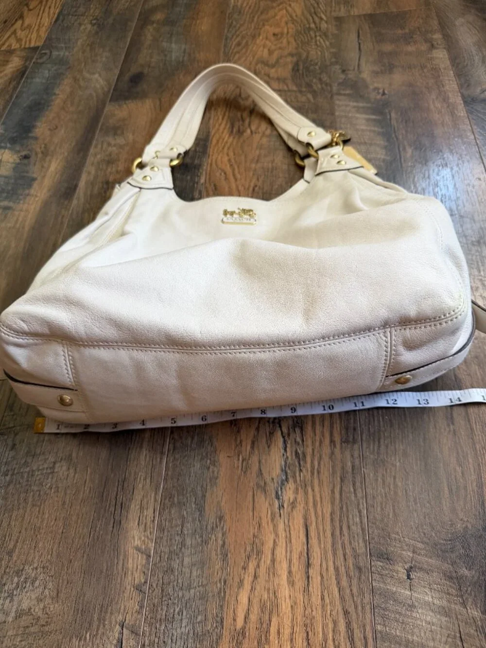 VTG Coach 14336 Madison Maggie Hobo Shoulder bag Gold Tag Ivory Leather Y2K